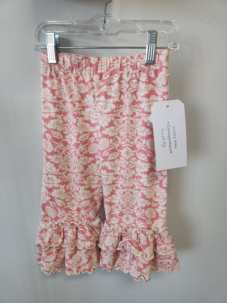 Girls Pink and White Striped Leggings