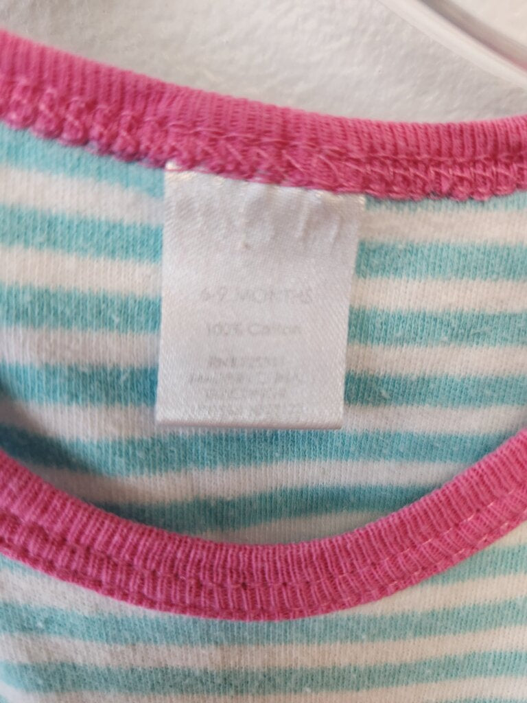 AQUA STRIPED ONESIE WITH SEAHORSE