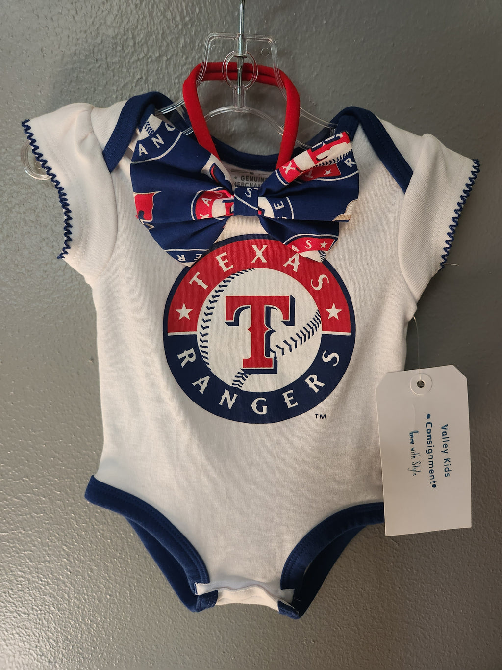* Texas Rangers Onesie with Matching Headbow, size 0-3mos.