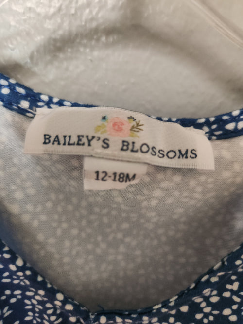 * Bailey's Blossoms Blue Floral Dress, size 12-18mos.