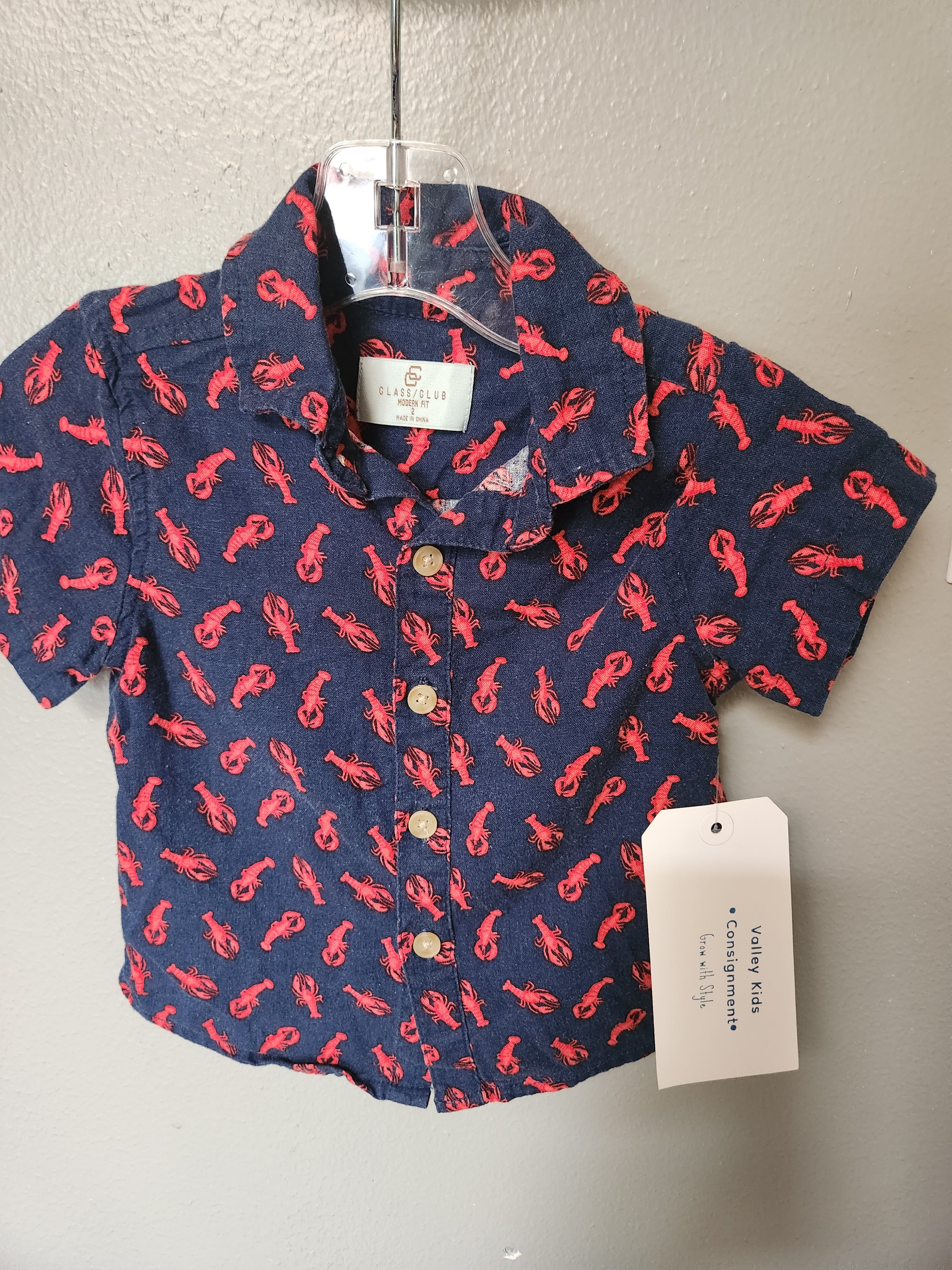 * CLASS/CLUB Lobster Print Button-up Shirt, size 2T