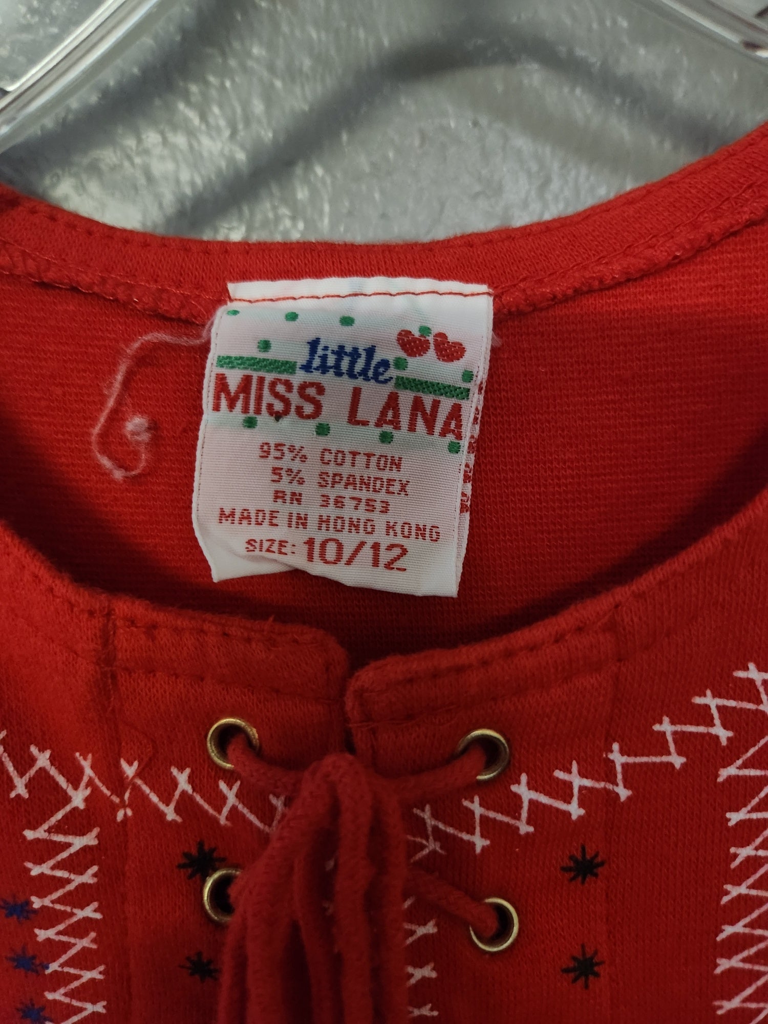 * LITTLE MISS LANA LACE-UP ONESIE SHIRT, SIZE 10/12