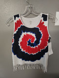 * Patriotic Fringed Tie-Dye Tank Top, size 18