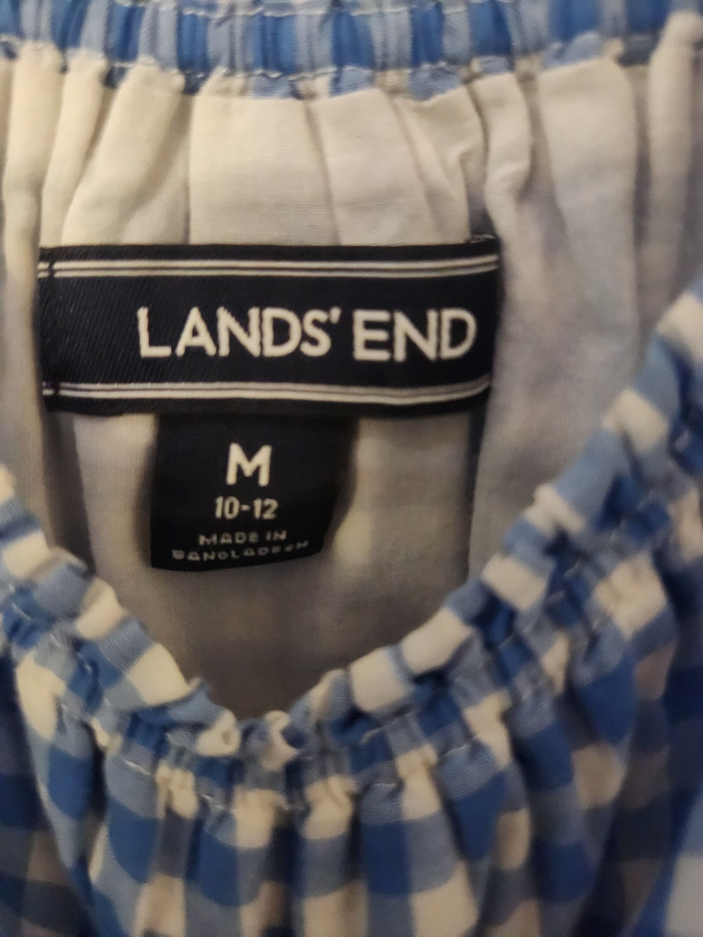 * Lands' End Blue & white Gingham Shirt, size 10