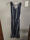 * INSTA GIRL TANK TOP NAVY W/ WHITE STRIPED SUMMER DRESS, SIZE 7/8