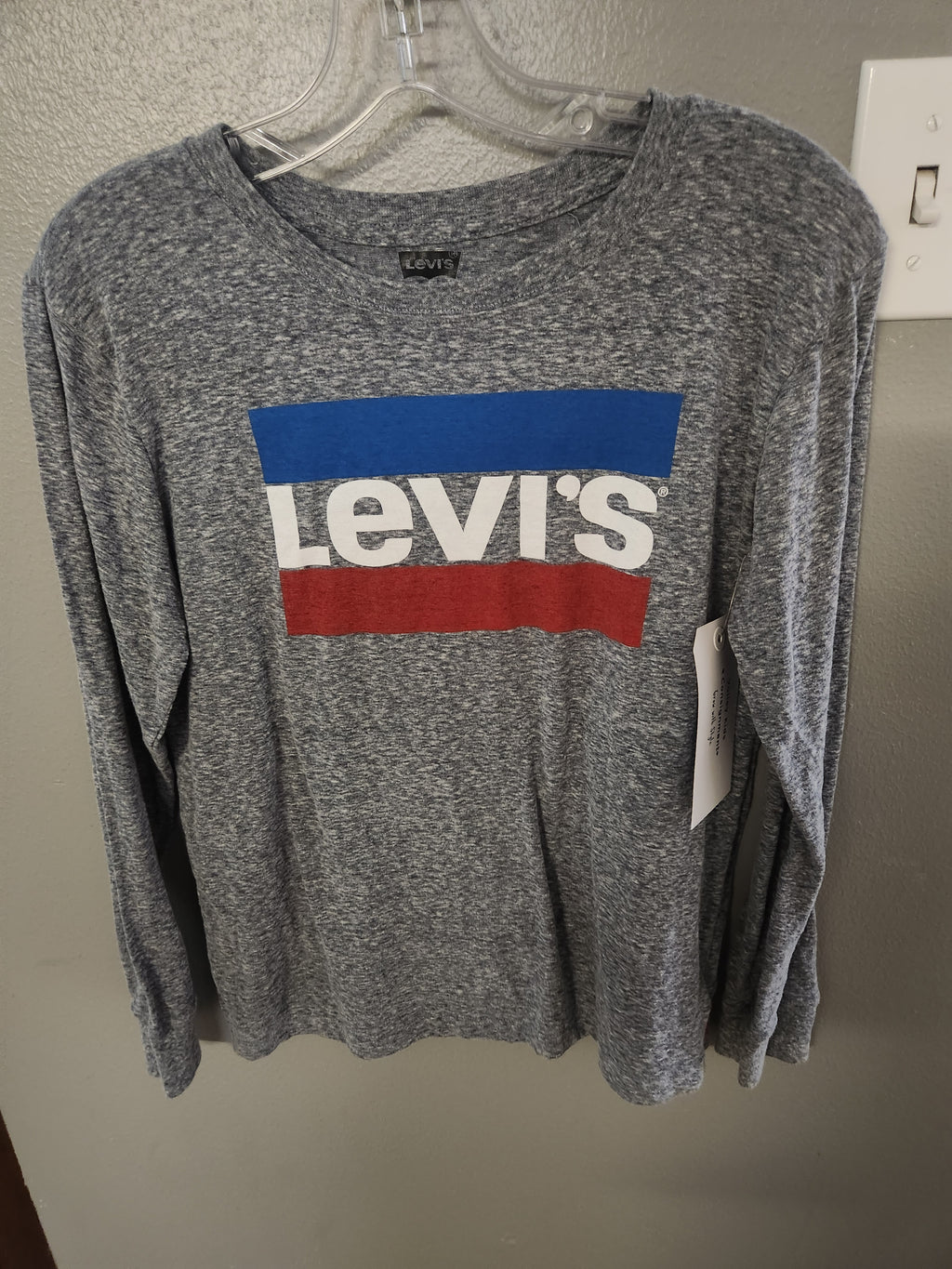 * L/S LEVI TEE WITH RED, WHITE, BLUE GRAPHIC, SIZE 14