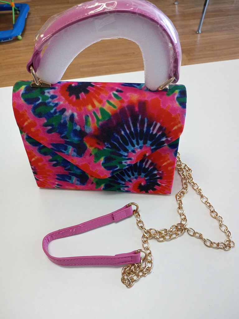 Tie-Dye Print Handbag with Gold Chain