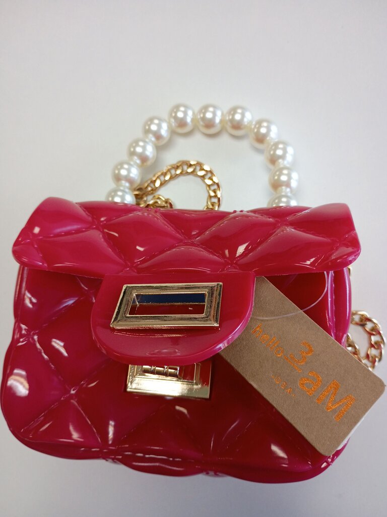 Mini Red Quilted Handbag with Pearl Handle