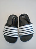 Black and White Striped Slide Sandals
