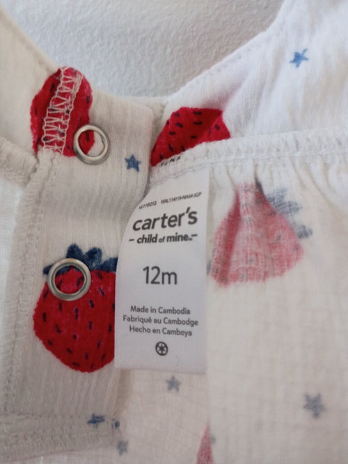 * Carter's Child of Mine Strawberry Print Dress with Matching Bloomers, size 12mos.