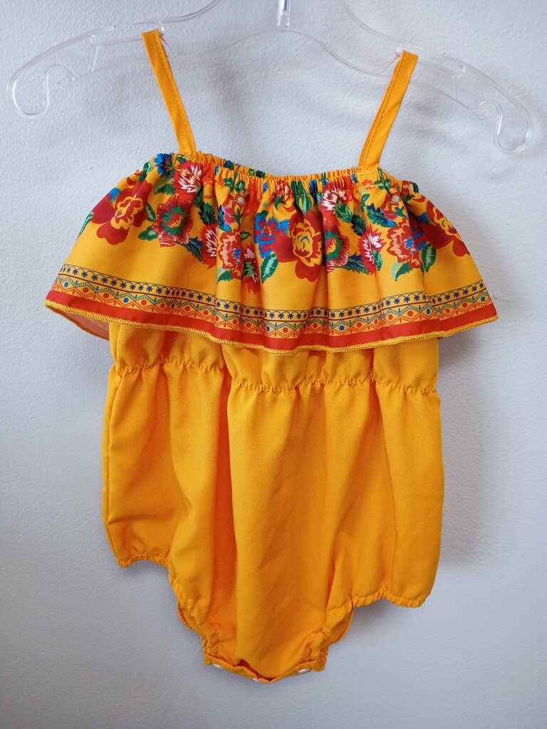 Floral Print Yellow Baby Romper