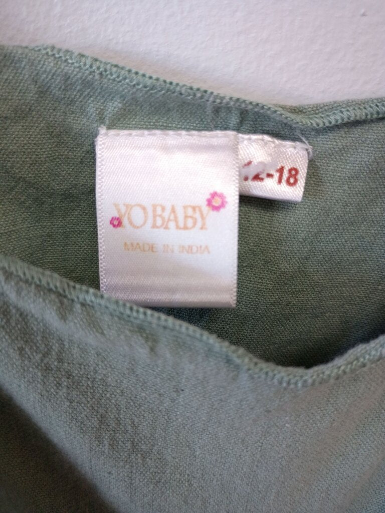 Yo Baby Green Sleeveless Ruffled Romper