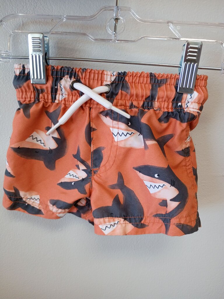 Shark Print Swim Trunks