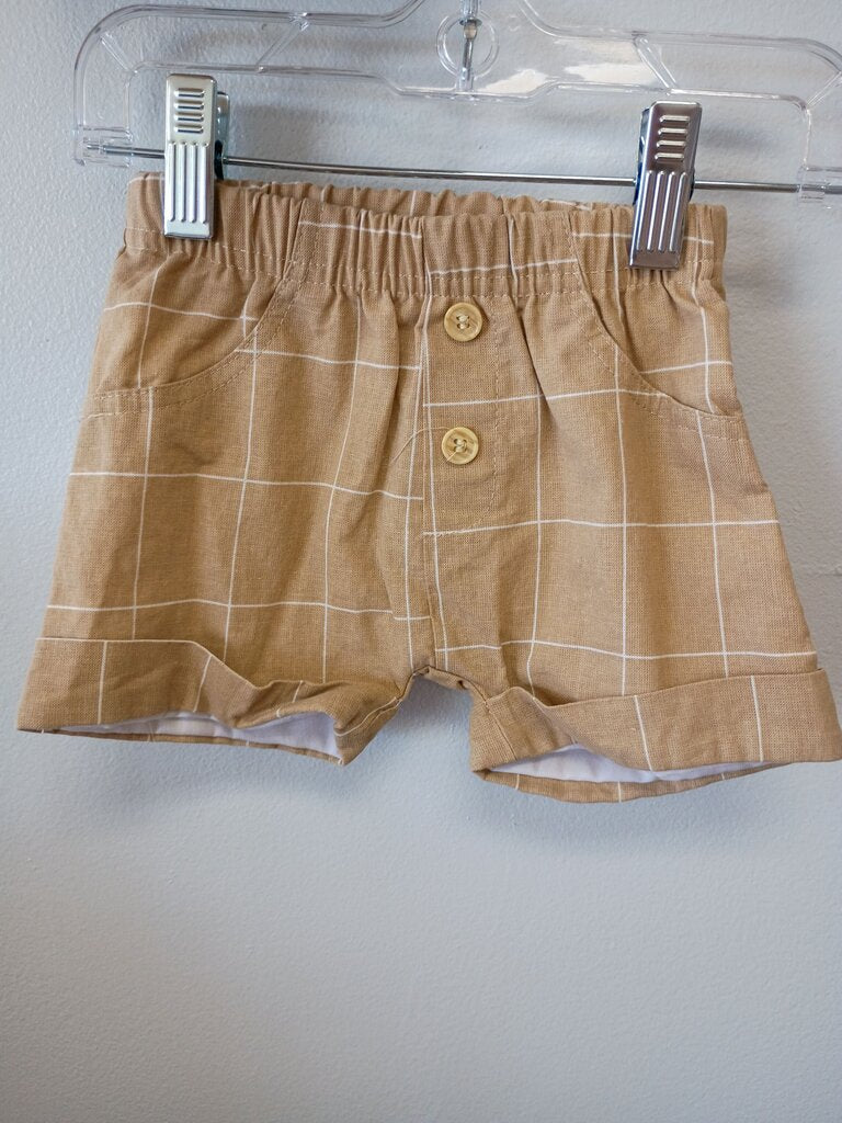 Tan Checked Infant Shorts
