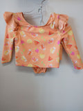 Girls' Orange Fruit Print Swimsuit