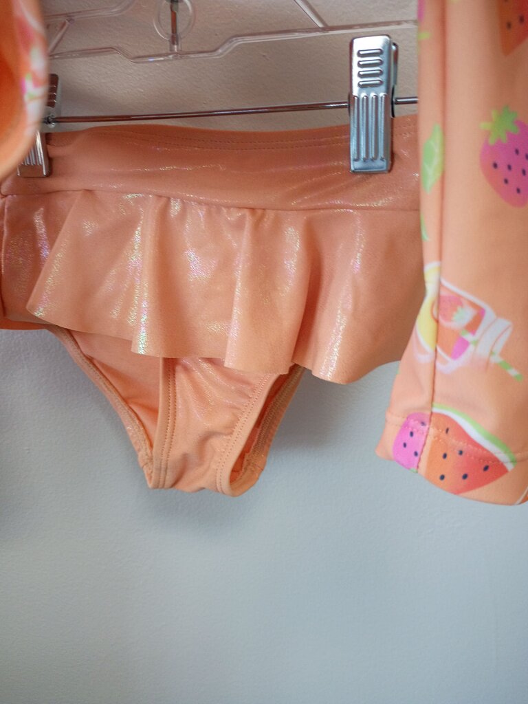 Girls' Orange Fruit Print Swimsuit