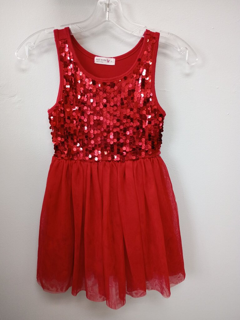 Red Sequin Dress by Knit Works, SZ 7