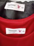 Red Dress with Floral Embroidery and Jacket, SZ 12