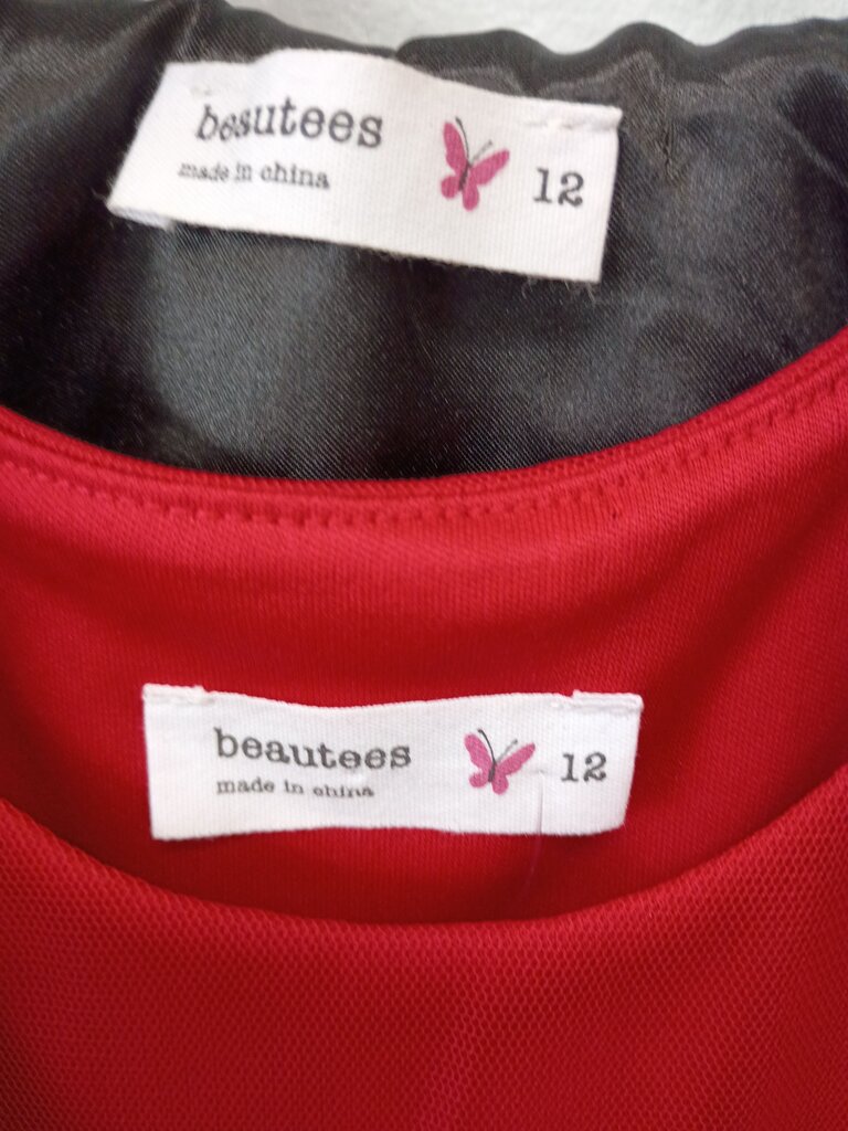 Red Dress with Floral Embroidery and Jacket, SZ 12