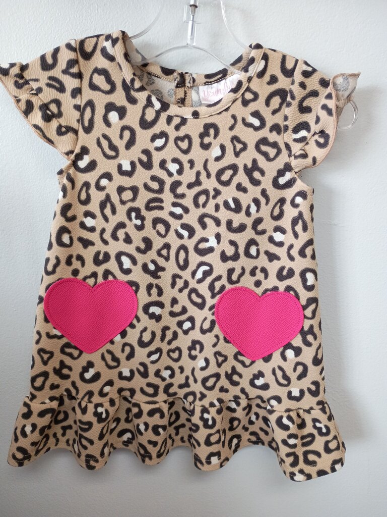 Youngland Baby Leopard Print Dress with Heart Pockets