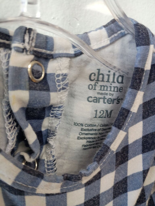 * Child of Mine by Carter's Navy Gingham Romper, size 12mos.