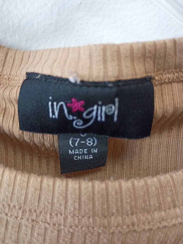in girl Tan Ribbed Top