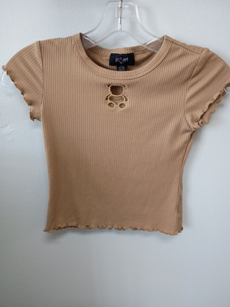in girl Tan Ribbed Top