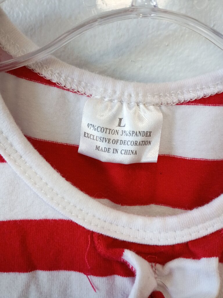 Girls' Red Striped Dress with Science Print Skirt