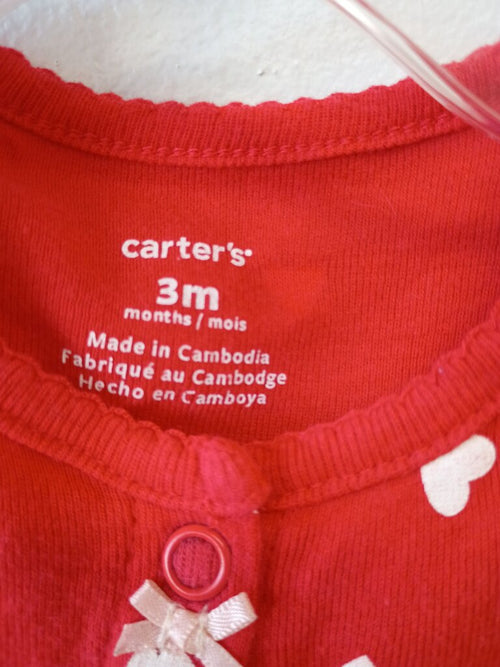 * Carter's Red Heart Print Baby Romper, size 3mos.