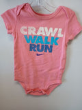 Nike Pink Baby Onesie - Crawl Walk Run