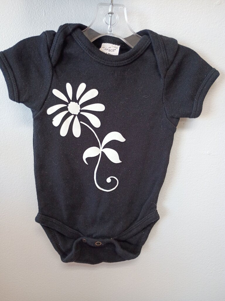 Black Infant Onesie with White Flower