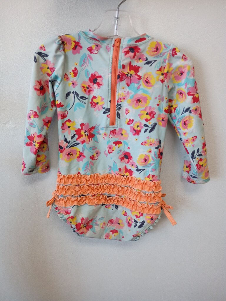 Girls Floral Long Sleeve Swimsuit