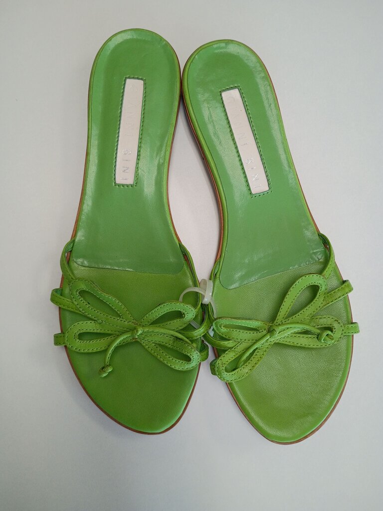 Gianni Bini Green Leather Slide Sandals
