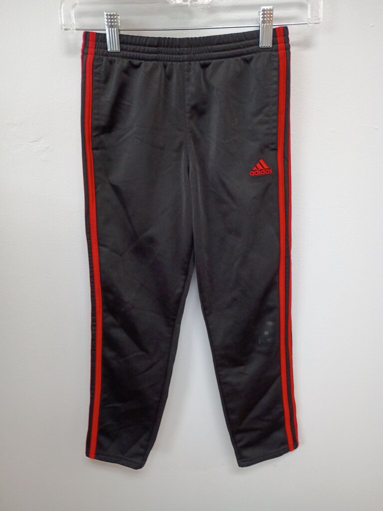 Adidas Boys' Black Track Pants with Red Stripes Size 7