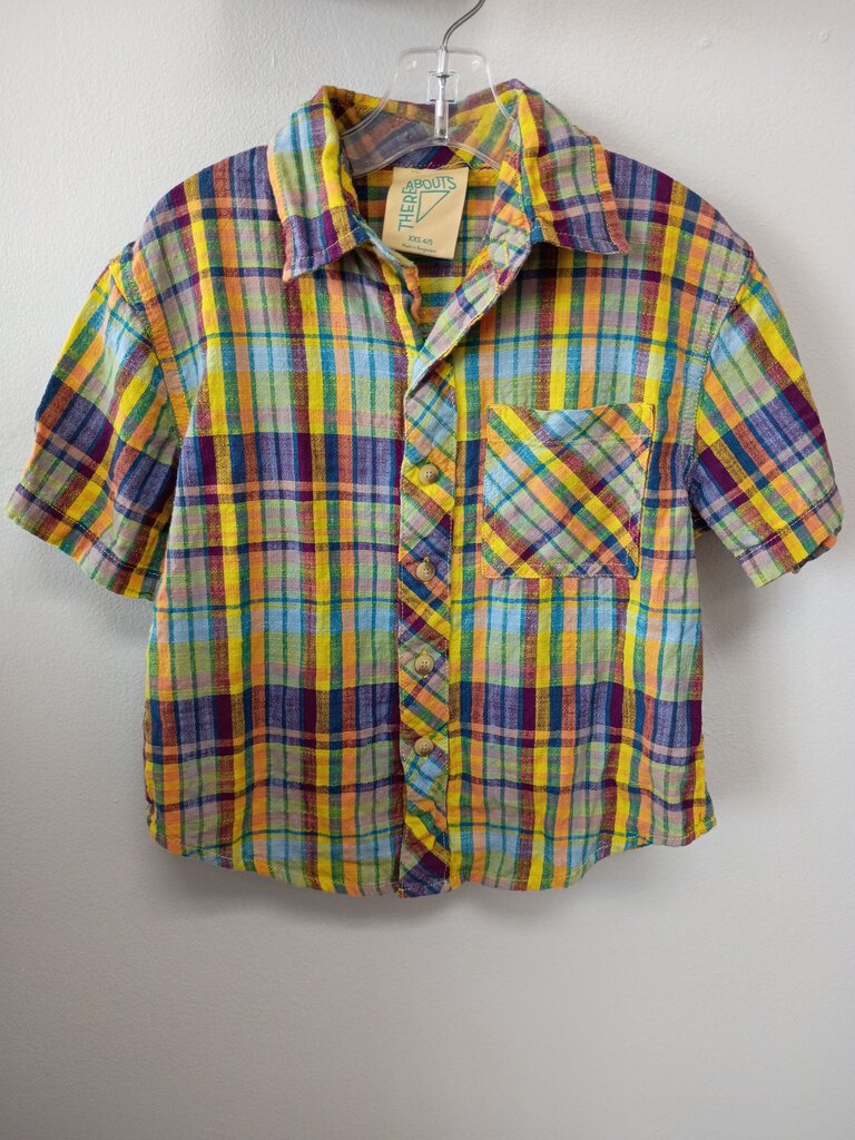 Thereabout Boys Multicolor Plaid Short Sleeve Button-Up Shirt
