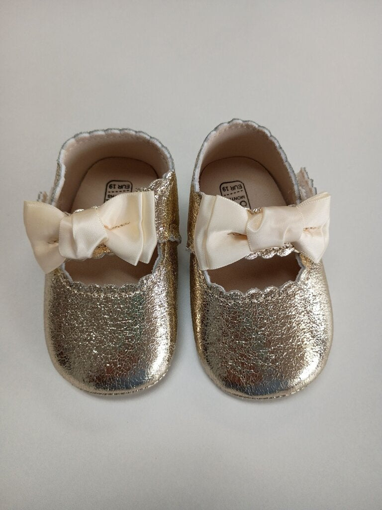 Gold Baby Shoes with Bow