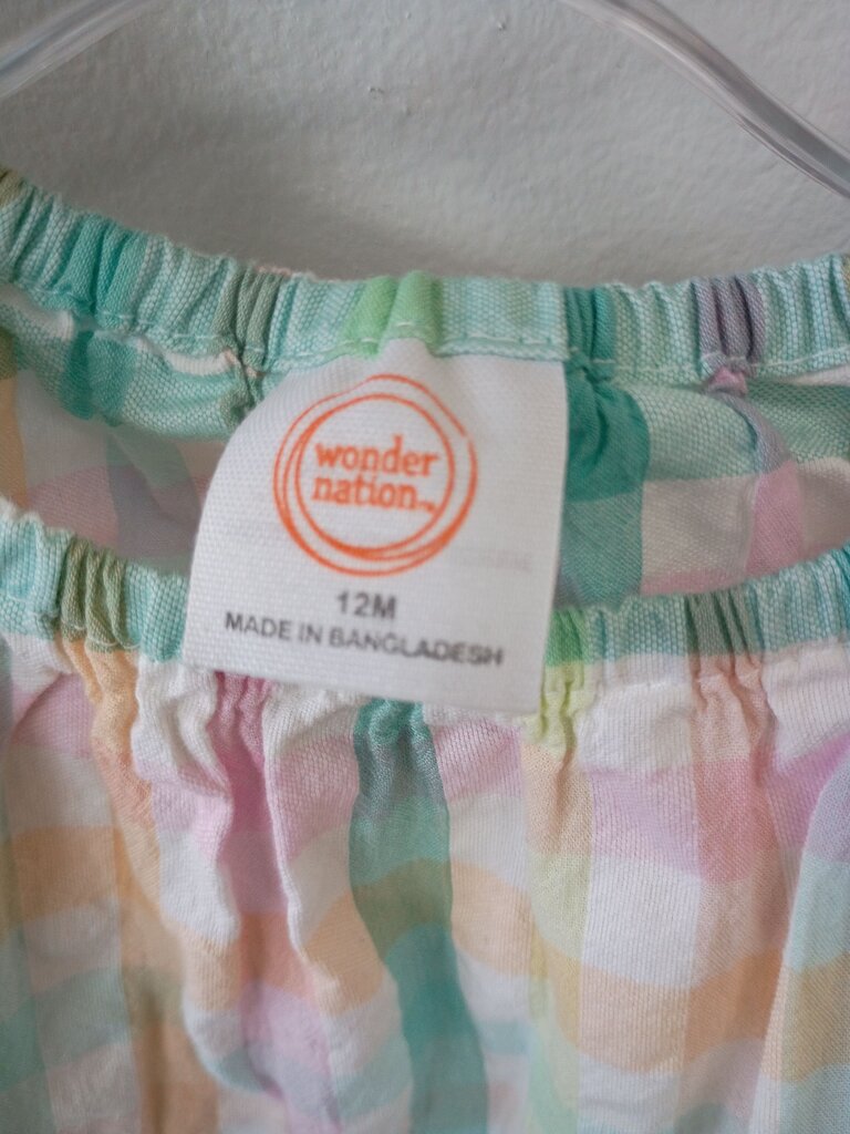 Wonder Nation 12M Pastel Checkered Dress