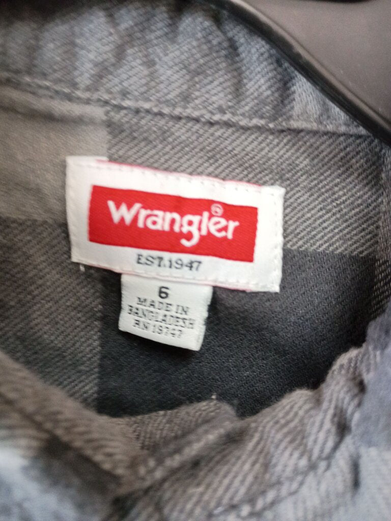 Wrangler Gray Plaid Flannel Shirt Size 6