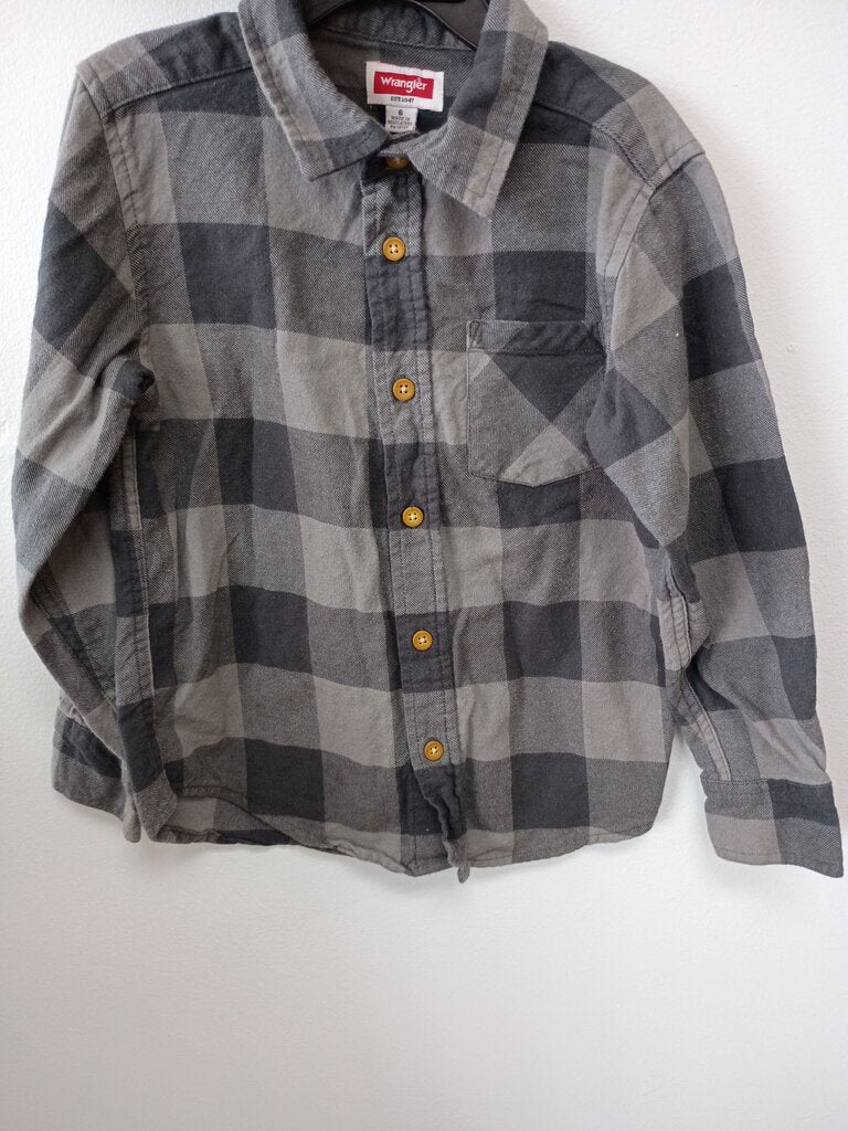 Wrangler Gray Plaid Flannel Shirt Size 6