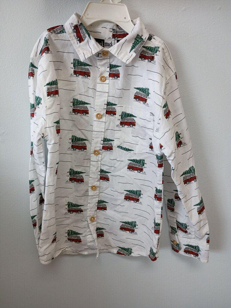 Mick Mack Long Sleeve Button-Up Shirt with Vintage Cars