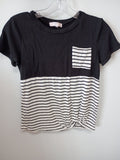 Black and White Striped Short Sleeve Girls' T-Shirt