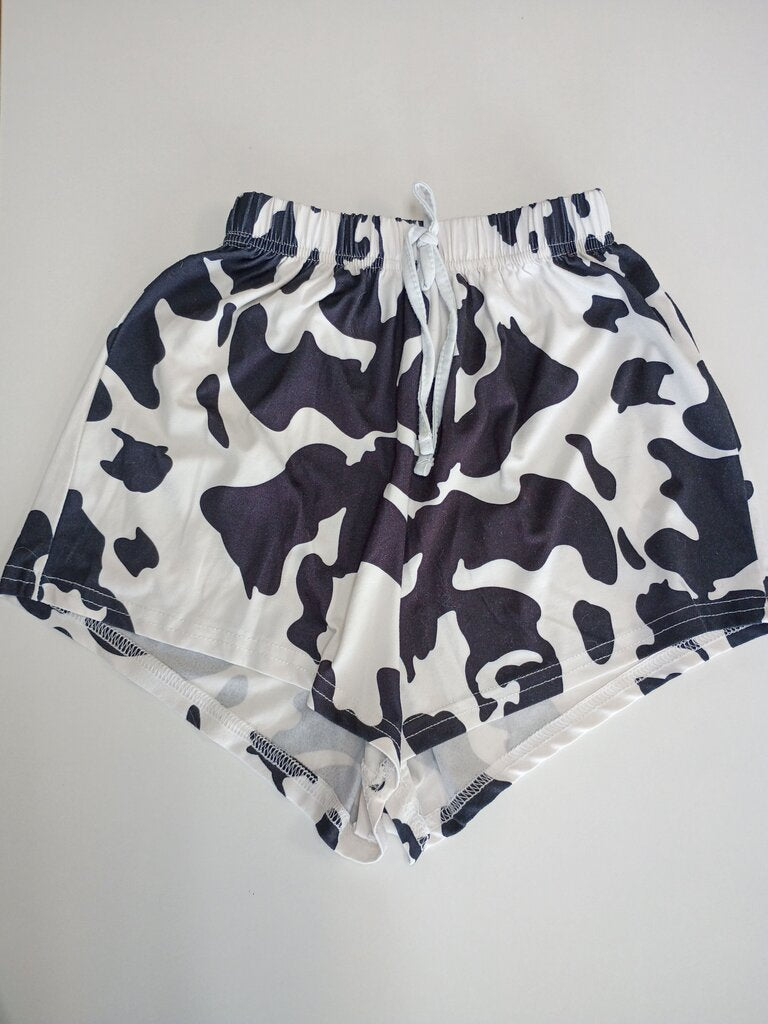 Black and White Cow Print Shorts