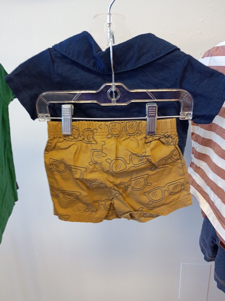 Carter's 12M Navy Polo Shirt and Sunglasses Print Shorts Set