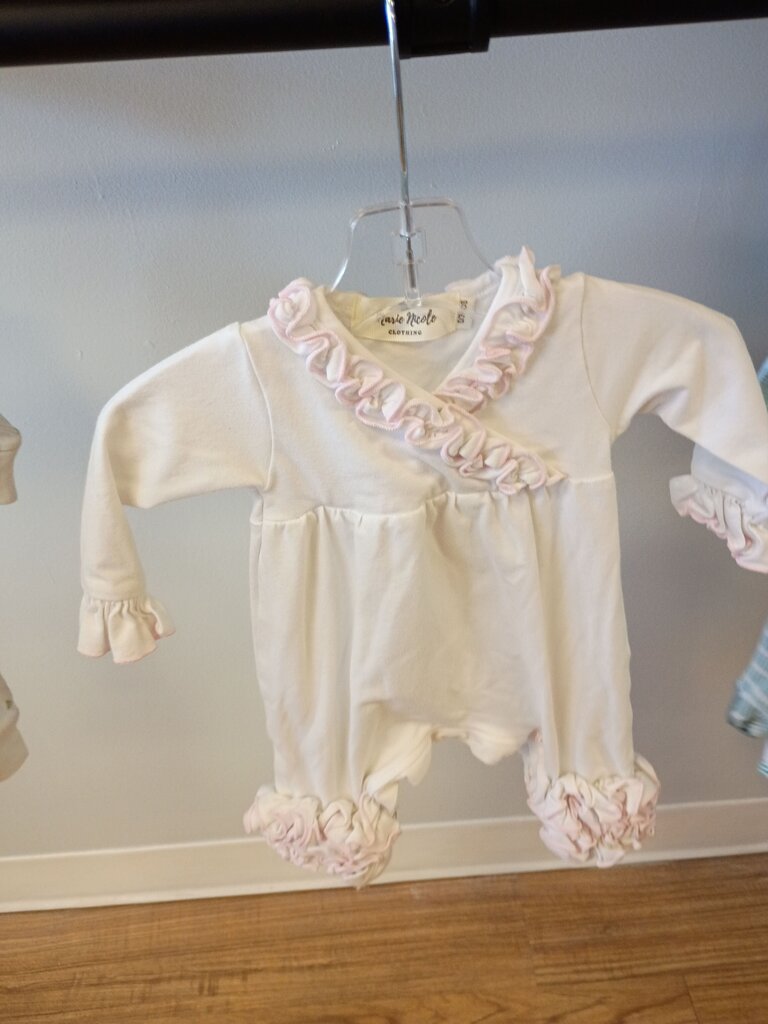 Marie Nicole Baby Romper with Ruffle Details