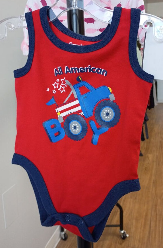 All American Boys Red Tank Onesie