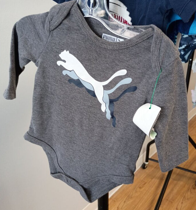 Puma Gray Baby Onesie 0-3 Months