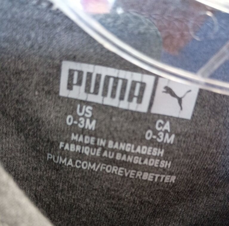 Puma Gray Baby Onesie 0-3 Months