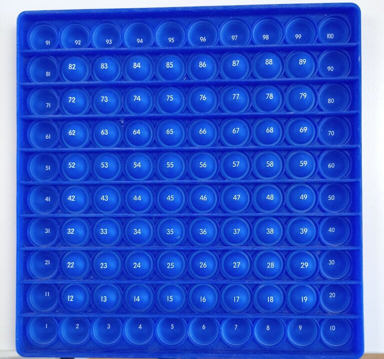 Blue Plastic Counting Tray with Numbered Cups