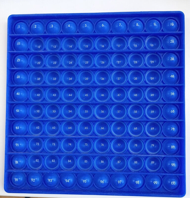 Blue Plastic Counting Tray with Numbered Cups