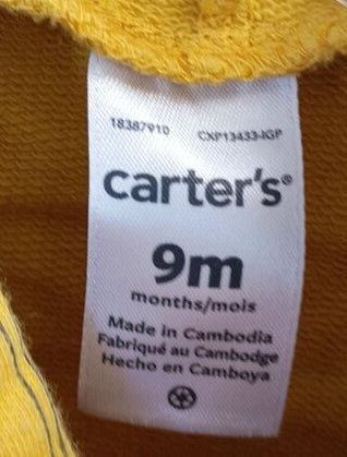 Carter's Yellow Construction Themed Hoodie